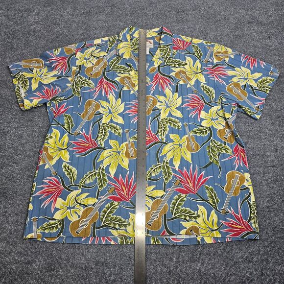 Vintage Paradise Found Hawaiian Shirt Mens 2XL Guitars Floral Made In Hawaii - Picture 7 of 8